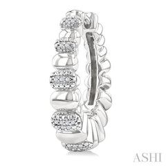 ASHI Silver Bold Diamond Hoop Fashion Earrings 89018PPSSSLER