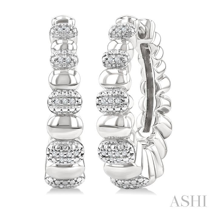 ASHI Silver Bold Diamond Hoop Fashion Earrings 89018PPSSSLER