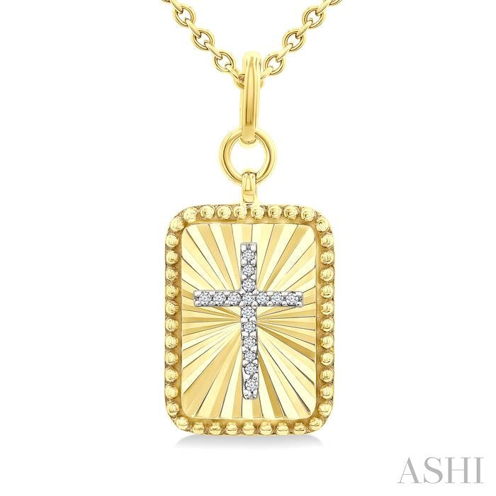 ASHI Gold Vermeil Rectangular Shape Fluted Medallion Diamond Pendant 89039PPSSSLPD-RCT-GV