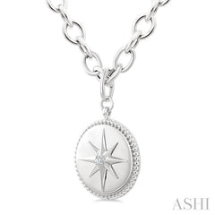 ASHI Silver Compass Medallion Diamond Fashion Pendant 89049PPSGSLPD