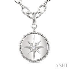 ASHI Silver Compass Medallion Diamond Fashion Pendant 89049PPSGSLPD