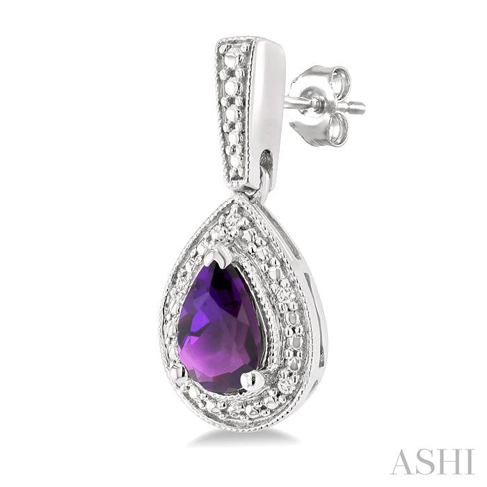 ASHI Silver Pear Shape Gemstone & Diamond Earrings 89089PPSSAMSLER-PR