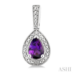 ASHI Silver Pear Shape Gemstone & Diamond Earrings 89089PPSSAMSLER-PR