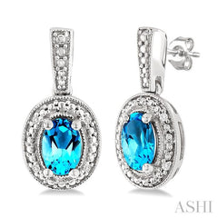 ASHI Silver Oval Shape Gemstone & Diamond Earrings 89089PPSSBTSLER-OV