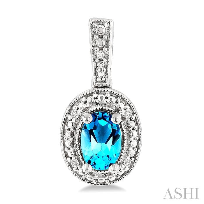 ASHI Silver Oval Shape Gemstone & Diamond Earrings 89089PPSSBTSLER-OV