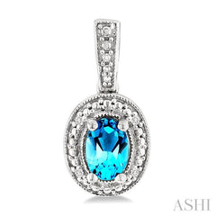 ASHI Silver Oval Shape Gemstone & Diamond Earrings 89089PPSSBTSLER-OV
