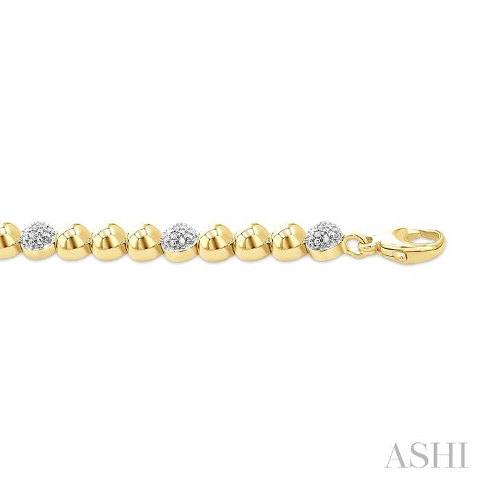 ASHI Gold Vermeil Bold Bead Diamond Fashion Bracelet 89097PPSSSLTB-0.20GV