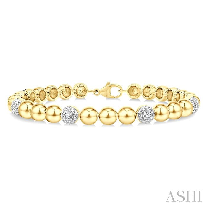 ASHI Gold Vermeil Bold Bead Diamond Fashion Bracelet 89097PPSSSLTB-0.20GV