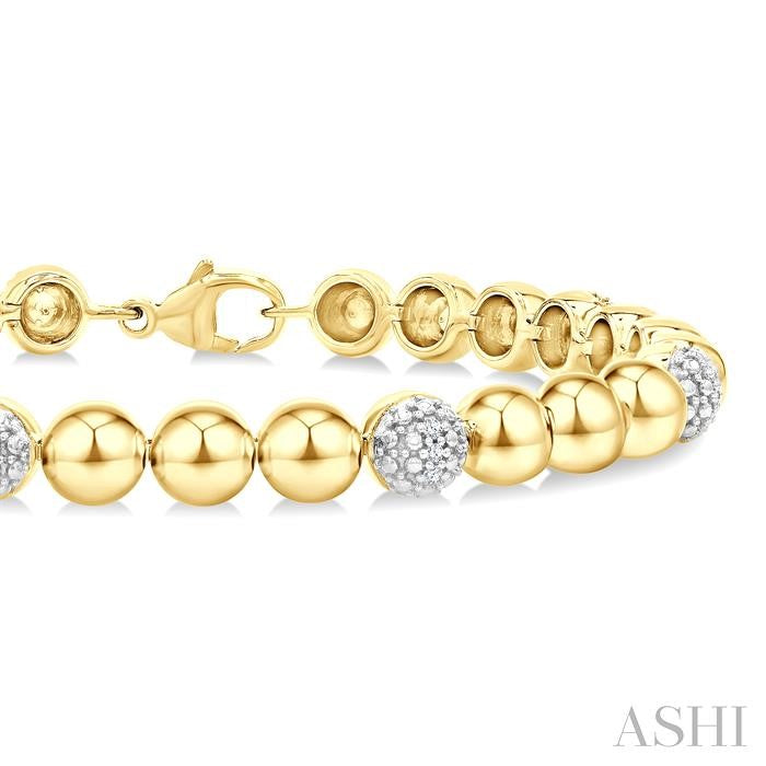 ASHI Gold Vermeil Bold Bead Diamond Fashion Bracelet 89097PPSSSLTB-0.20GV