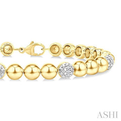 ASHI Gold Vermeil Bold Bead Diamond Fashion Bracelet 89097PPSSSLTB-0.20GV