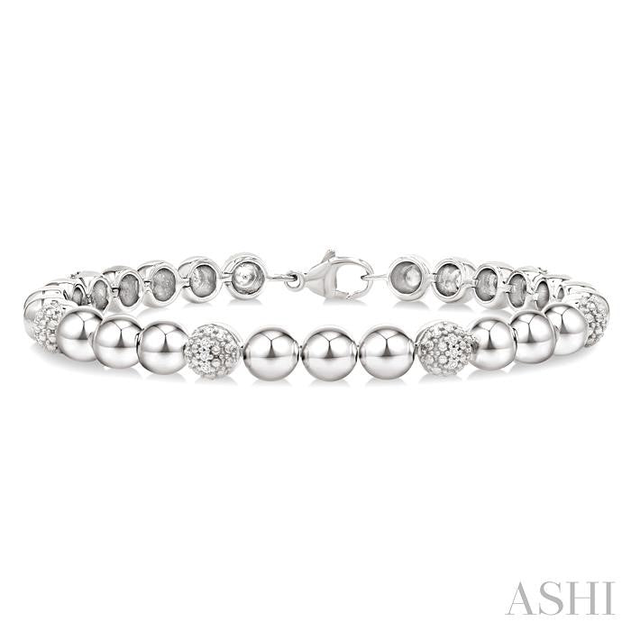 ASHI Silver Bold Bead Diamond Fashion Bracelet 89097PPSSSLTB-0.20