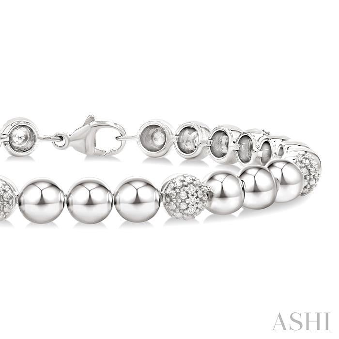 ASHI Silver Bold Bead Diamond Fashion Bracelet 89097PPSSSLTB-0.20