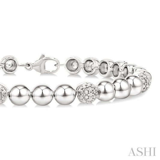 ASHI Silver Bold Bead Diamond Fashion Bracelet 89097PPSSSLTB-0.20