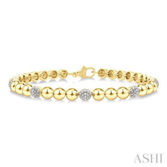 ASHI Gold Vermeil Bold Bead Diamond Fashion Bracelet 89098PPSSSLTB-0.15GV