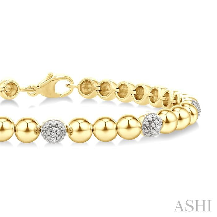 ASHI Gold Vermeil Bold Bead Diamond Fashion Bracelet 89098PPSSSLTB-0.15GV