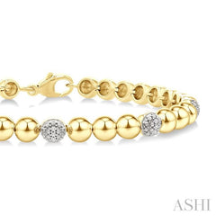 ASHI Gold Vermeil Bold Bead Diamond Fashion Bracelet 89098PPSSSLTB-0.15GV
