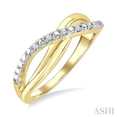 ASHI Gold Vermeil Criss Cross Diamond Ring 890A9PPSSSLRG-GV