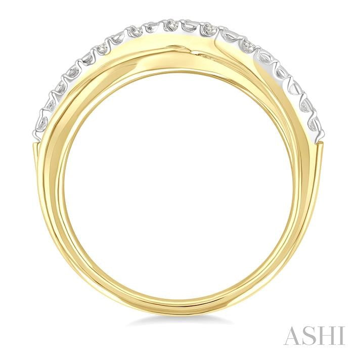 ASHI Gold Vermeil Criss Cross Diamond Ring 890A9PPSSSLRG-GV