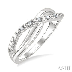 ASHI Silver Criss Cross Diamond Ring 890A9PPSSSLRG