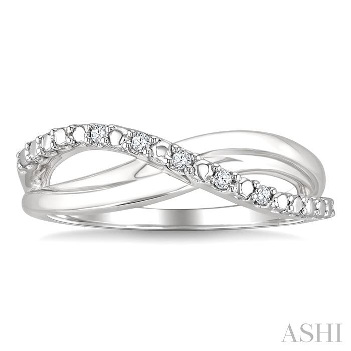 ASHI Silver Criss Cross Diamond Ring 890A9PPSSSLRG