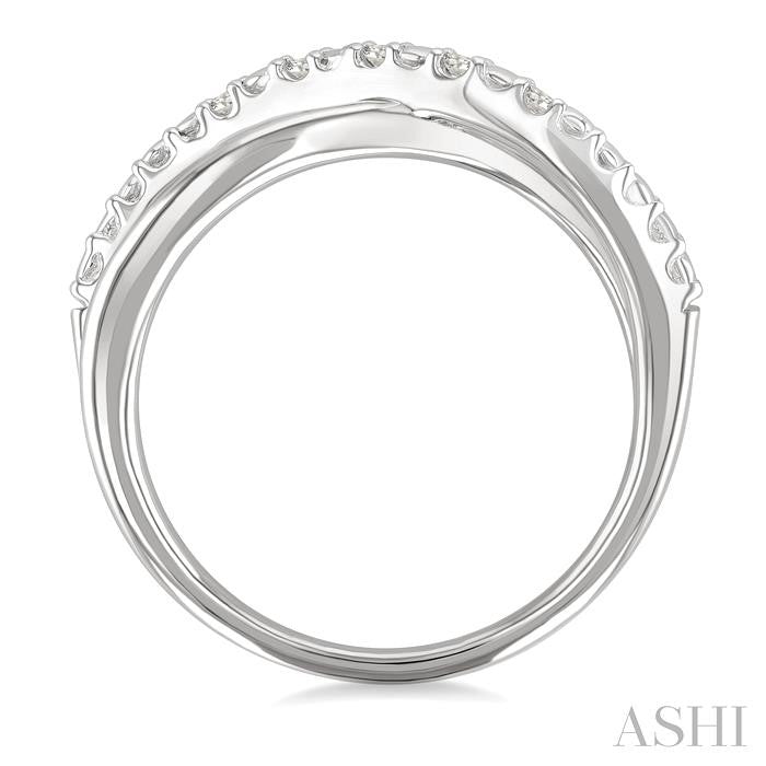 ASHI Silver Criss Cross Diamond Ring 890A9PPSSSLRG