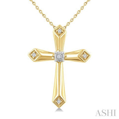 ASHI Gold Vermeil Cross Diamond Fashion Pendant 892A9PPSSSLPD-GV