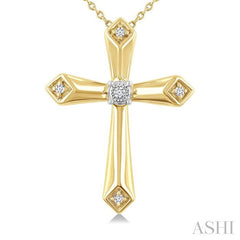 ASHI Gold Vermeil Cross Diamond Fashion Pendant 892A9PPSSSLPD-GV