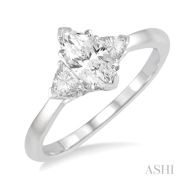 ASHI Marquise Shape Diamond Engagement Ring 252L2PPFHWG-LE-MQ