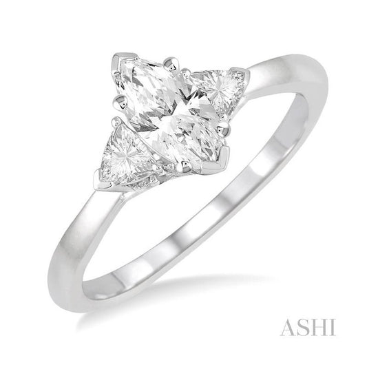 ASHI Marquise Shape Diamond Engagement Ring 252L2PPFHWG-LE-MQ