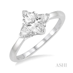 ASHI Marquise Shape Diamond Engagement Ring 252L2PPFHWG-LE-MQ