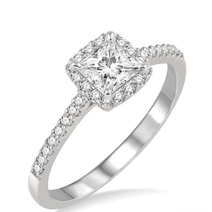 Parkplace Jewelers Princess Shape Halo Diamond Engagement Ring 28343PPFHWG-LE