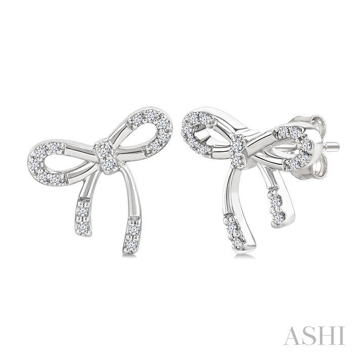 ASHI Silver Bow Diamond Fashion Earrings 89318PPSSSLER