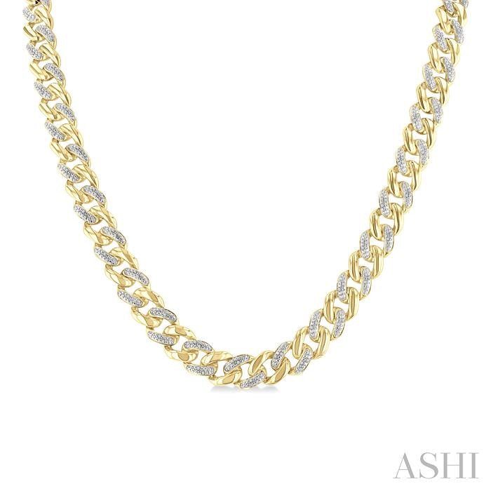 ASHI Gold Vermeil Curb & Cuban Diamond Necklace 89385PPSSSLNK-GV