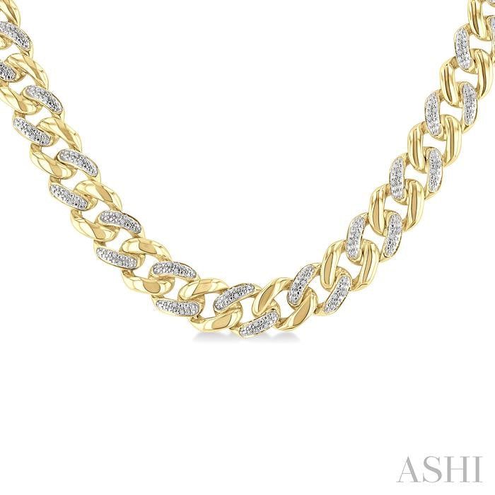 ASHI Gold Vermeil Curb & Cuban Diamond Necklace 89385PPSSSLNK-GV