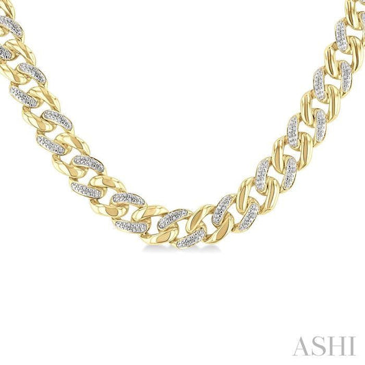 ASHI Gold Vermeil Curb & Cuban Diamond Necklace 89385PPSSSLNK-GV