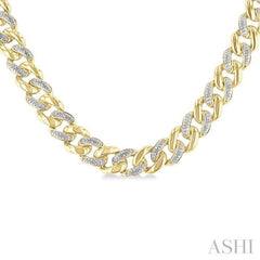 ASHI Gold Vermeil Curb & Cuban Diamond Necklace 89385PPSSSLNK-GV