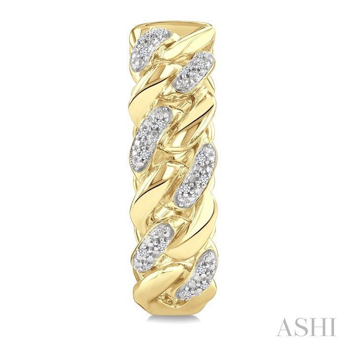 ASHI Gold Vermeil Curb & Cuban Diamond Hoop Earrings 89388PPSSSLER-GV