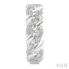 ASHI Silver Curb & Cuban Diamond Hoop Earrings 89388PPSSSLER
