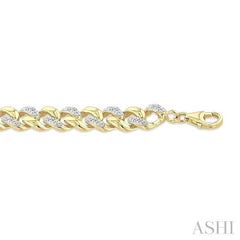 ASHI Gold Vermeil Bold Curb & Cuban Diamond Bracelet 89388PPSSSLTB-GV
