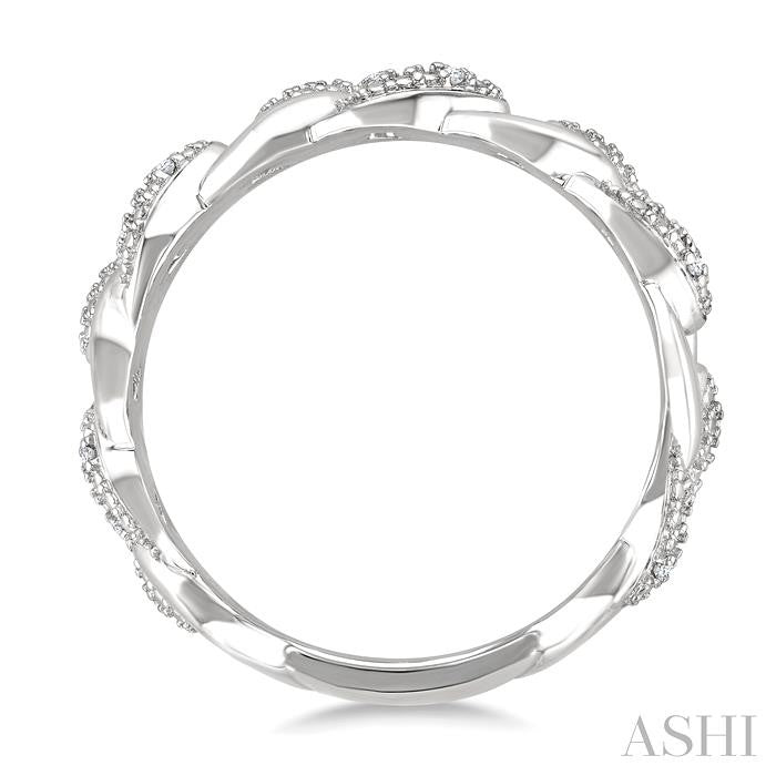 ASHI Silver Bold Curb & Cuban Diamond Ring 89389PPSSSLRG