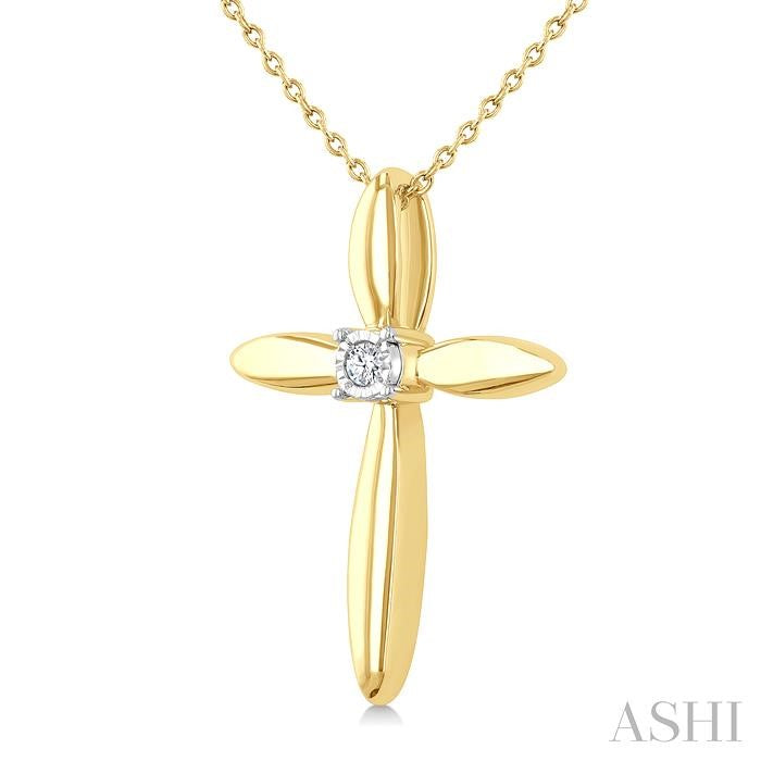 ASHI Gold Vermeil Cross Diamond Fashion Pendant 893A9PPSGSLPD-GV