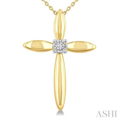 ASHI Gold Vermeil Cross Diamond Fashion Pendant 893A9PPSGSLPD-GV