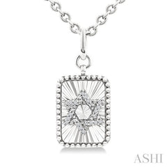 ASHI Silver Rectangle Star Of David Fluted Medallion Diamond Pendant 89428PPSSSLPD-RCT