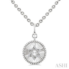 ASHI Silver Circle Star Of David Fluted Medallion Diamond Pendant 89428PPSSSLPD-RD
