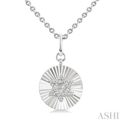 ASHI Silver Circle Star Of David Fluted Medallion Diamond Pendant 89628PPSSSLPD