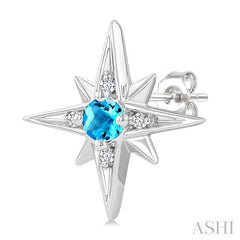 ASHI Silver Star Gemstone & Diamond Fashion Earrings 896A9PPSGBTSLER