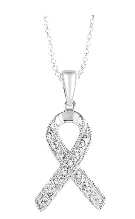 Parkplace Jewelers Silver Support Ribbon Diamond Fashion Pendant 87759PPSSSLPD