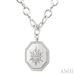 ASHI Silver Octagon Floral Medallion Diamond Fashion Pendant 89779PPSSSLPD