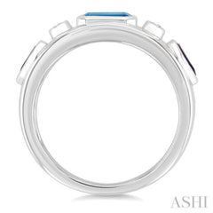 ASHI Silver Mixed Shape Gemstone & Diamond Ring 897A9PPSGBTAMSLRG