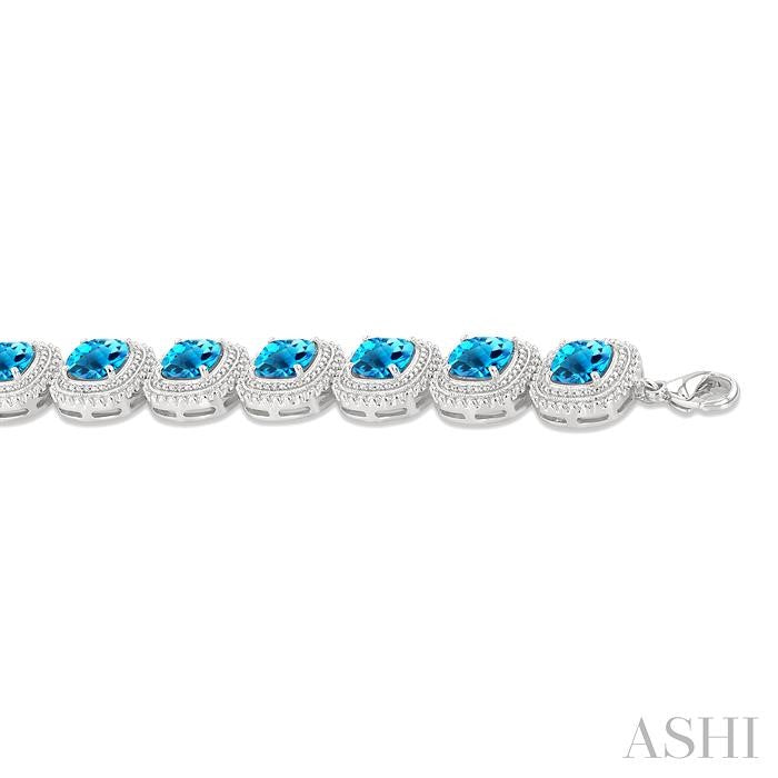 ASHI Silver Cushion Shape Gemstone & Diamond Bracelet 89898PPSSBTSLTB